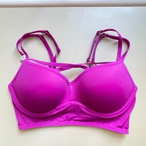 New Victoria's Secret Pink Bra Bralette Medium Magenta Cage Criss Cross Strappy